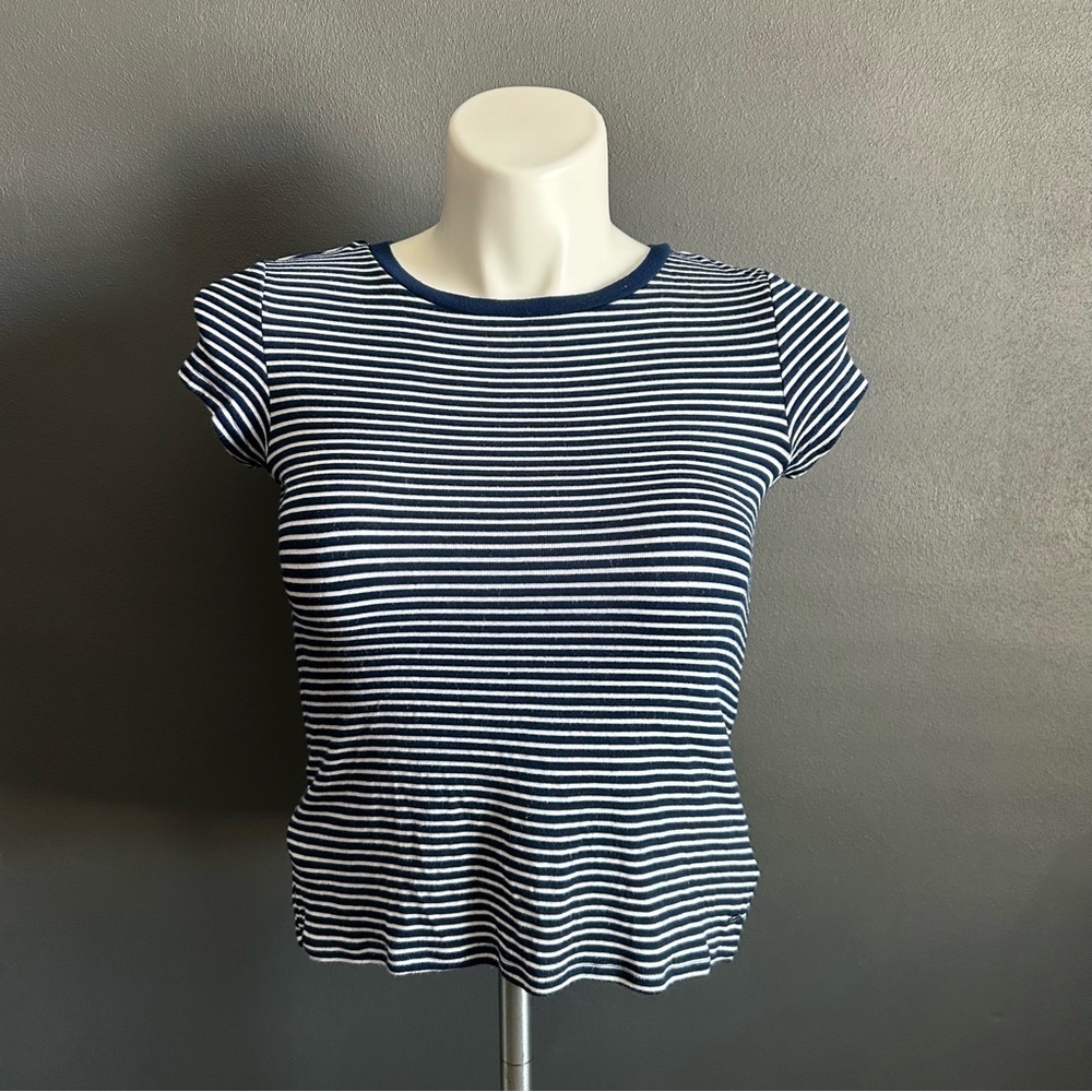 American Eagle Blue White Striped Soft & Sexy Short Sleeve Tee